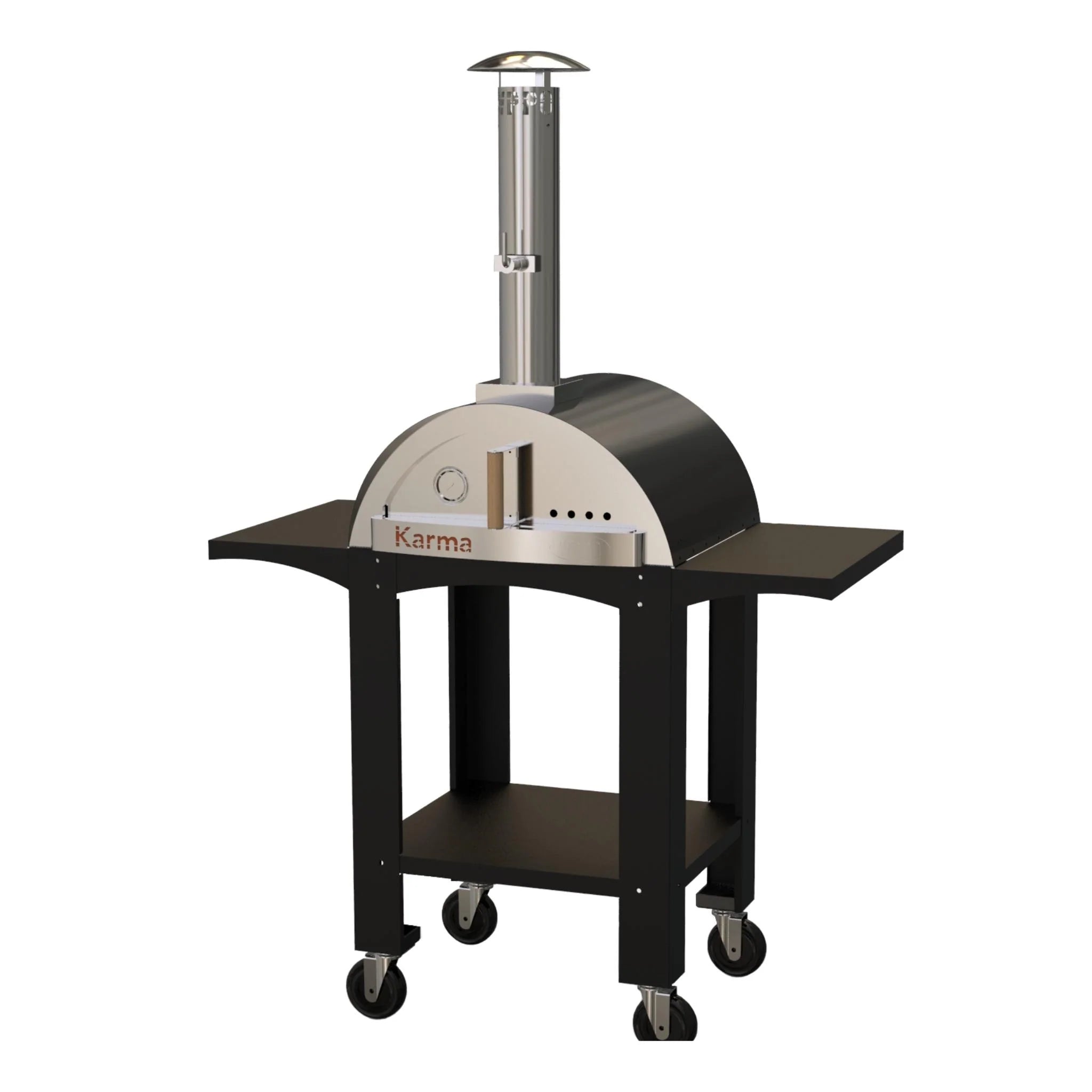 Karma 25 woodfired oven black front corner angle