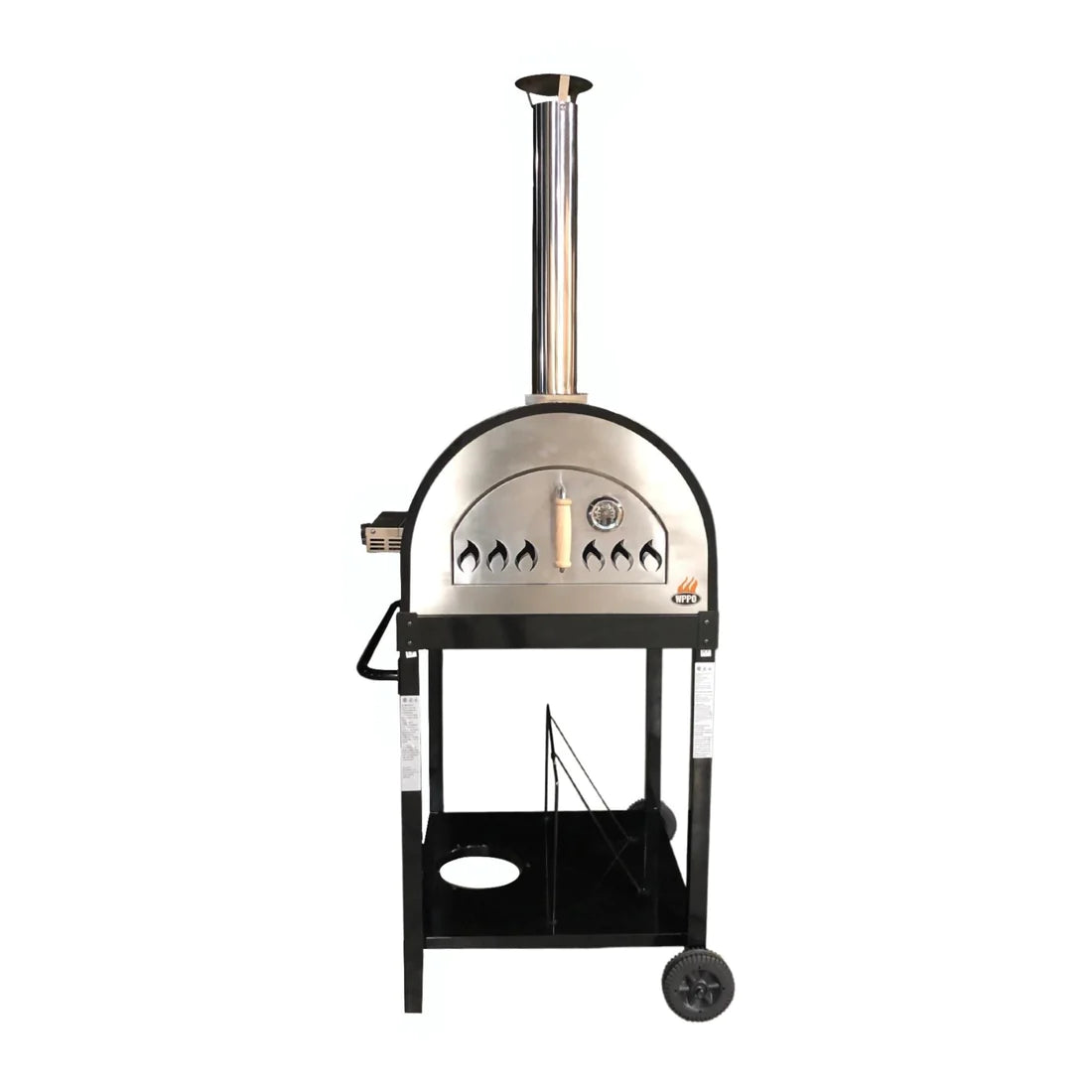 Traditional 25" Black Dual Fueled Pizza Oven With Gas Attachment- Wood and Gas Powered